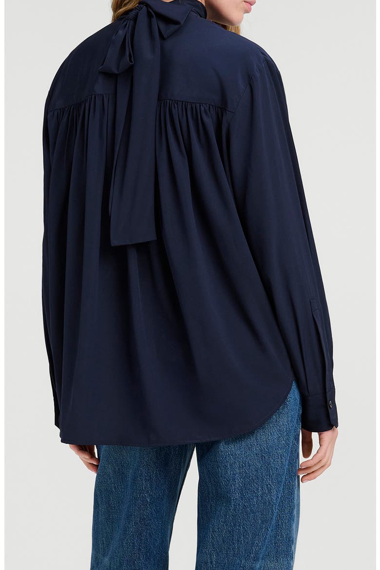 Danielle Tie Back Silk Top, Alternate, color, EVENING BLUE