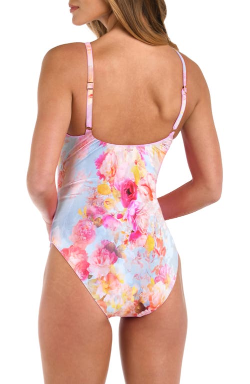 L'agence Remi Floral Print One-piece Swimsuit In Pink Multi