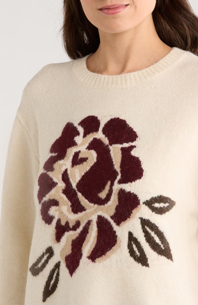 Vince Camuto Rose Jacquard Sweater, Alternate, color, Birch