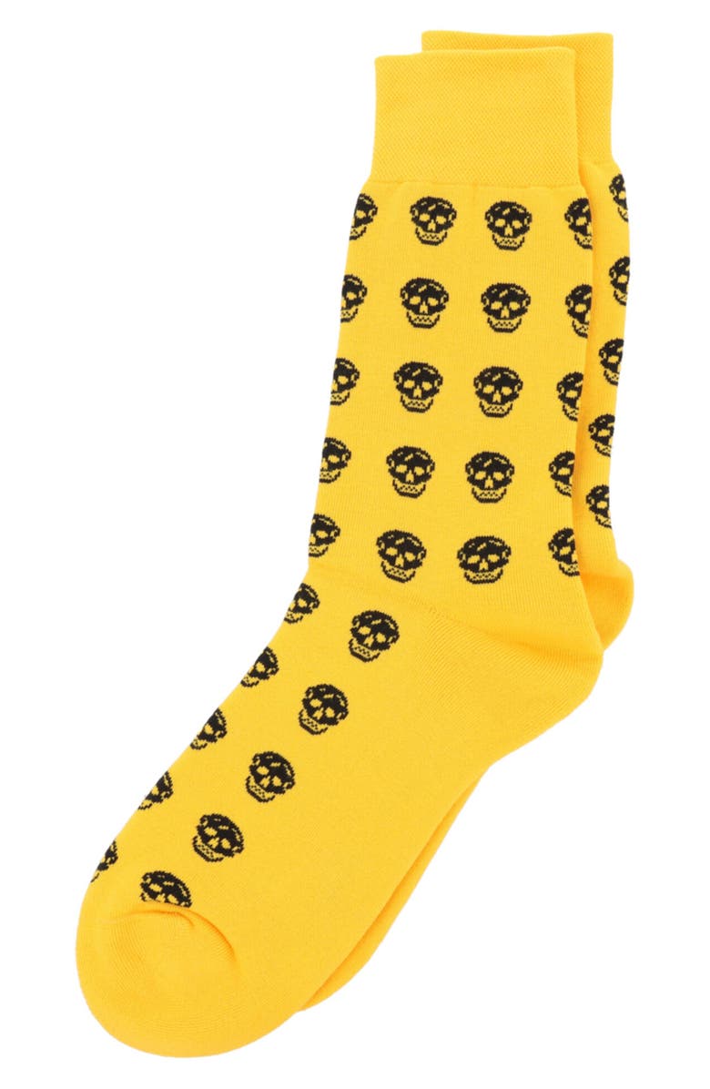 Alexander McQueen Puma Skull Logo Crew Socks, Alternate, color, Yellow Black