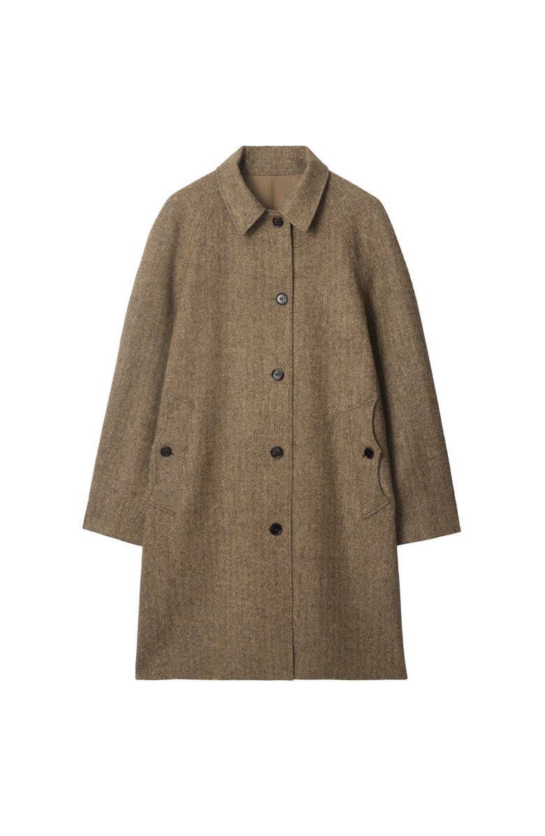 Burberry Long Herringbone Wool Dual Burberry Car Coat, Alternate, color, Clay Brown