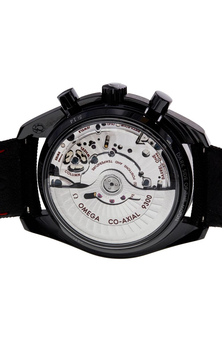 Watchfinder & Co. Omega Preowned Speedmaster Dark Side of the Moon Nylon Strap Chronograph Watch, 44mm, Alternate, color,