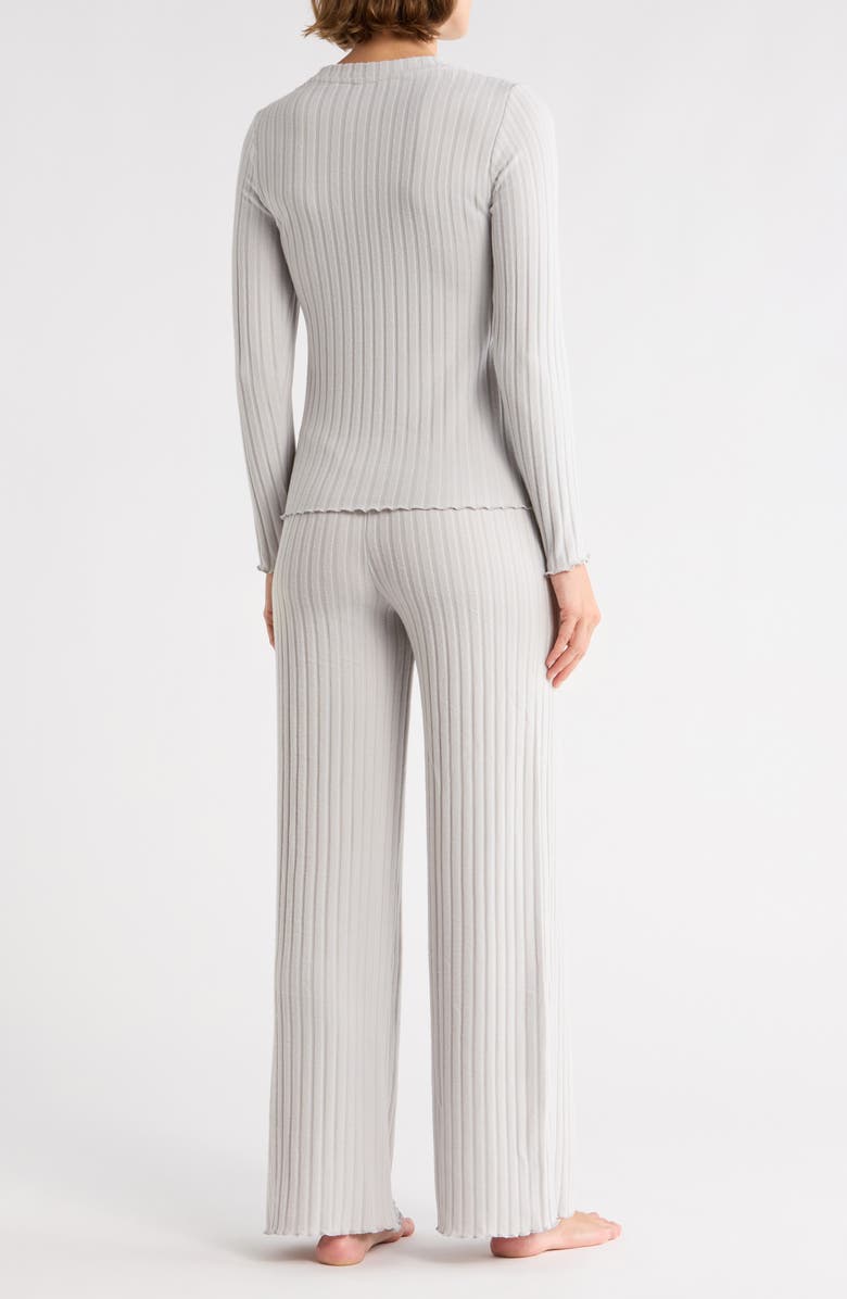 YOGALICIOUS Brushed Ribbed Long Sleeve Top & Pants Pajamas, Alternate, color, Lunar Dust