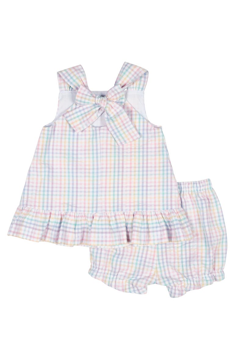 Plaid Seersucker Dress And Bloomer With Flowers, Alternate, color, Multi