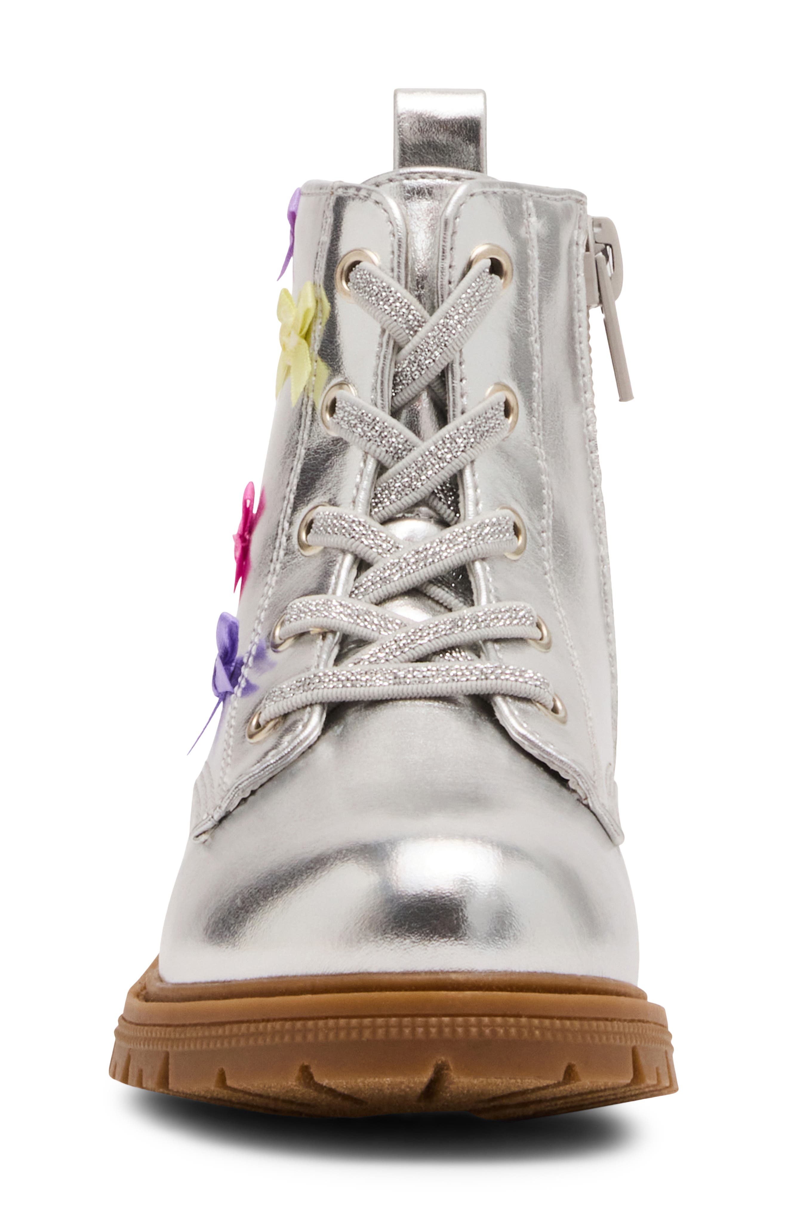 Kids' Fleur Faux Leather Boot, Alternate, color, SILVER