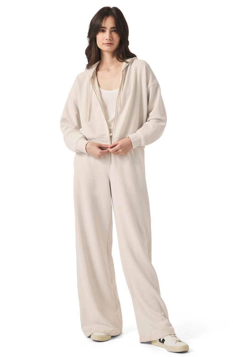 Splendid Waffle Scuba Knit Full Zip Hoodie, Alternate, color, Moonstone