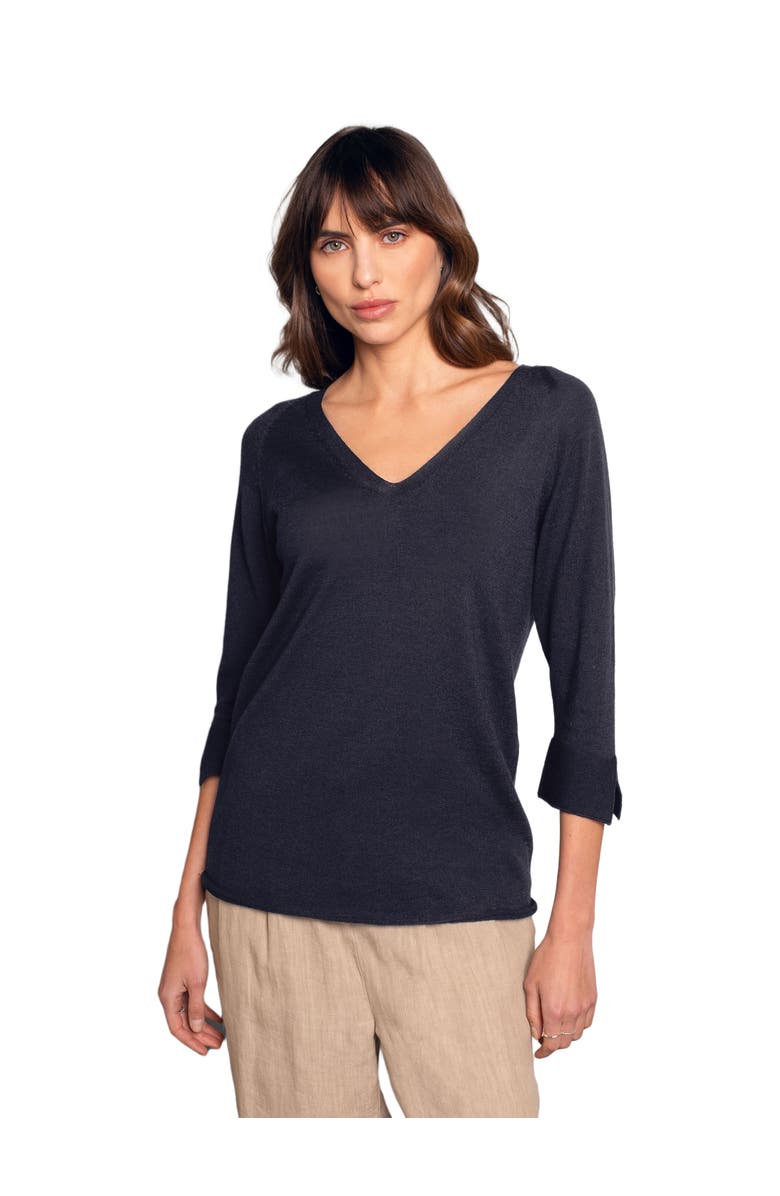 Celtic & Co. Fine Knit Merino V-Neck Sweater, Main, color, Dark Navy