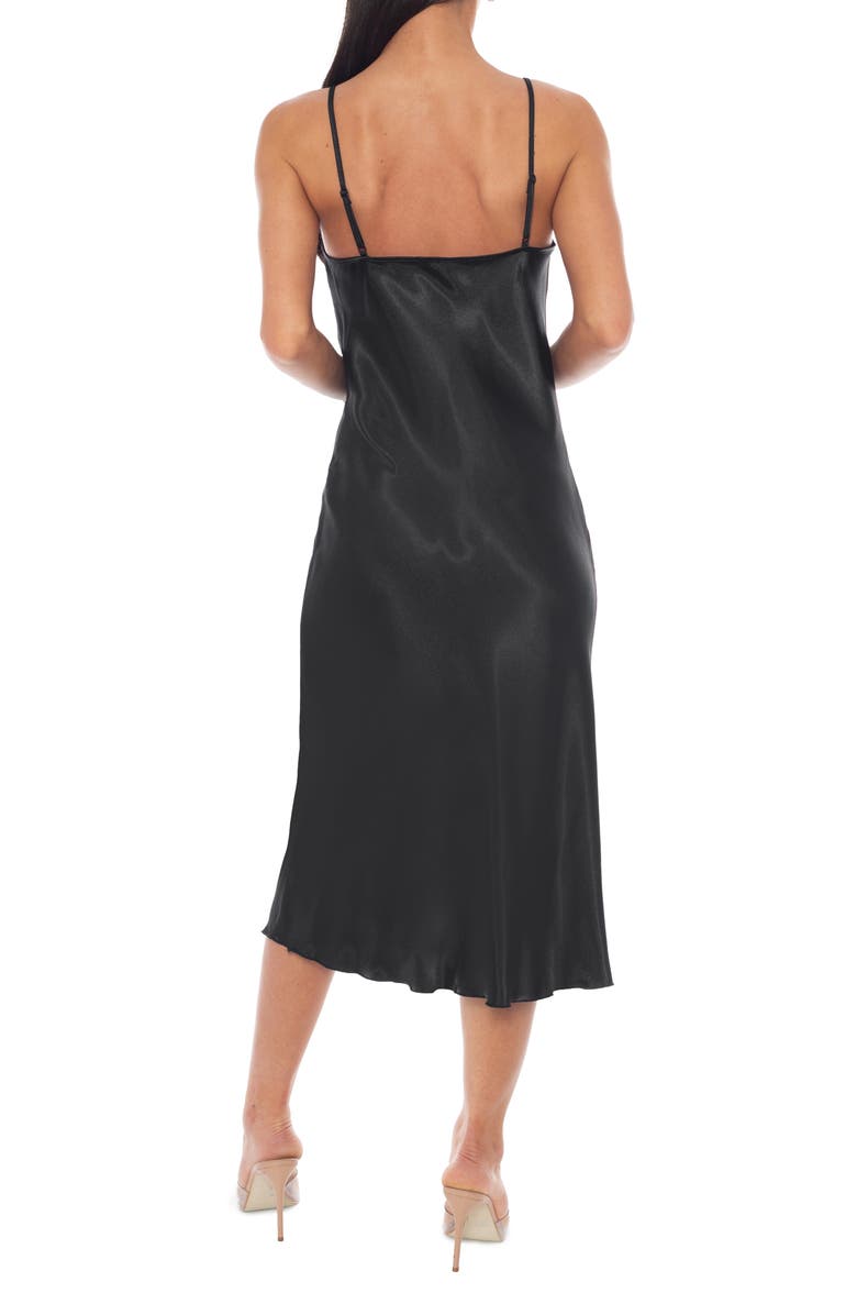 bebe Lace Trim Satin Slipdress, Alternate, color, Black