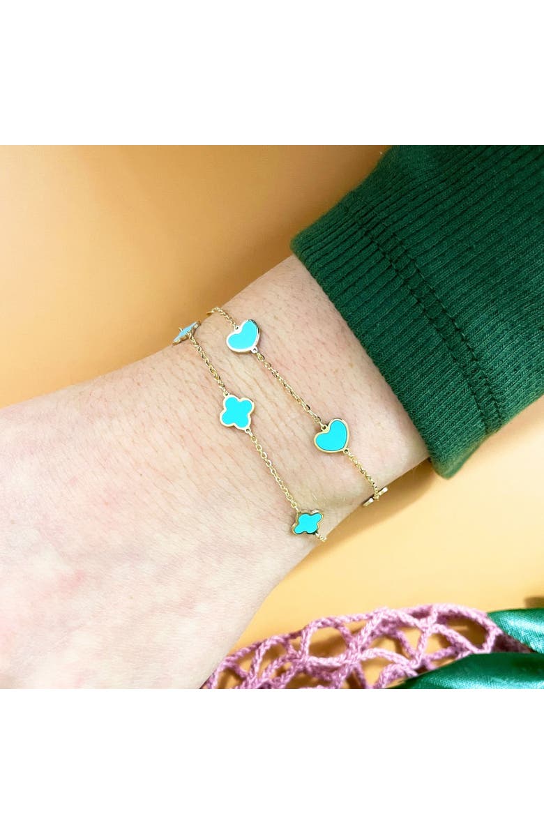 The Lovery Fine Jewelry Turquoise Heart Station Bracelet, Alternate, color, Turquoise