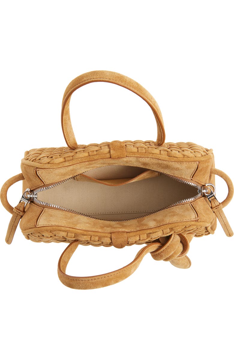 Jacquemus Le Petit Turismo Woven Suede Bowling Bag, Alternate, color, Camel 830