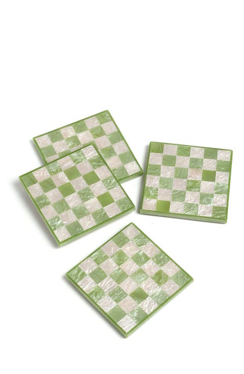 Set of 4 Checkered Resin Coasters
