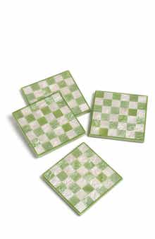 Tiramisu Set of 4 Checkered Resin Coasters