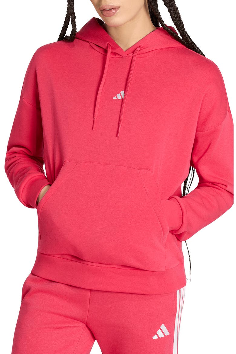 Essentials French Terry Hoodie, Main, color, POWER PINK/ WHITE