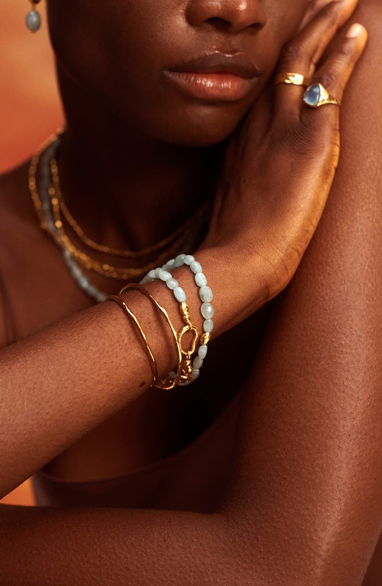 Monica Vinader Rio Beaded Stone Bracelet, Alternate, color, 18K Gold Vermeil/Aquamarine