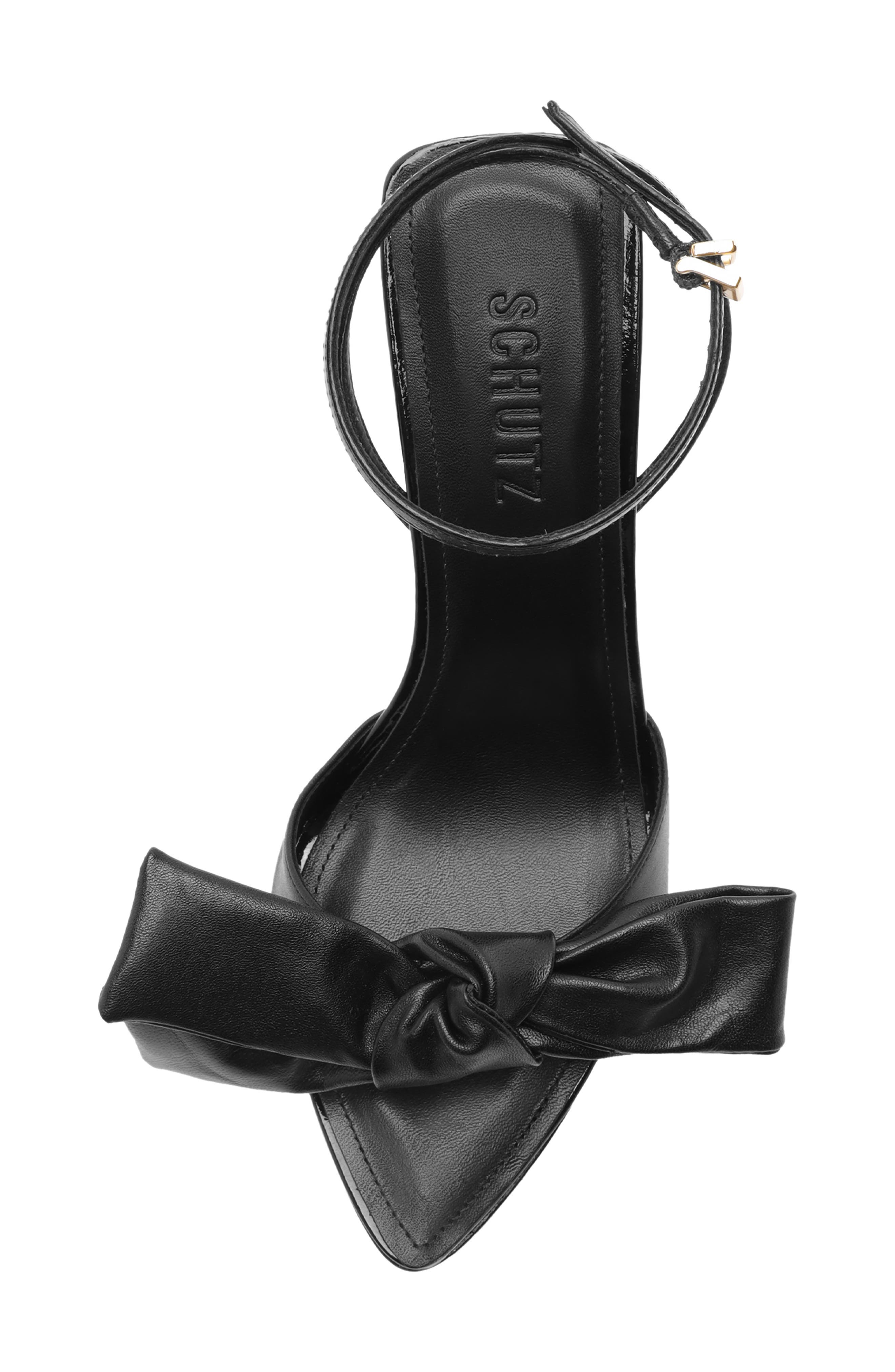 Schutz Elodie Bow Ankle Strap Sandal, Alternate, color, Black