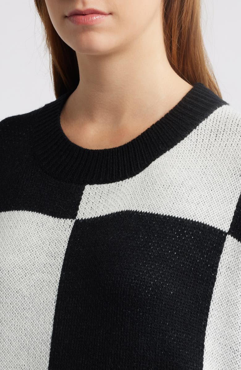 Dressed in Lala Literally Limitless Long Sleeve Oversize Sweater Dress, Alternate, color, Black/ White