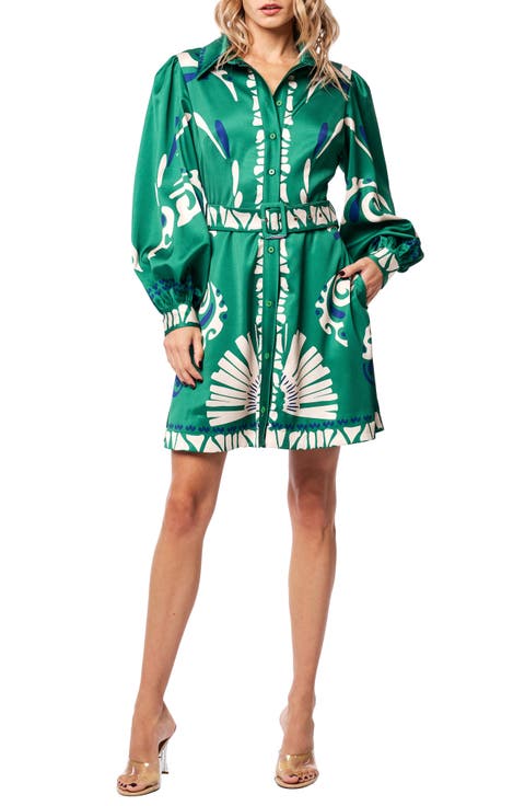 Billy Long Sleeve Satin Shirtdress