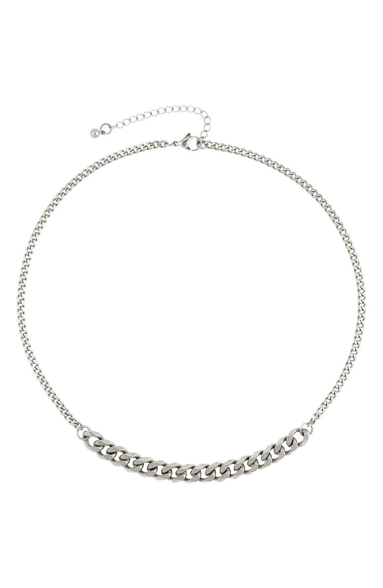 REBL Gender Inclusive Half Cuban Link Necklace, Alternate, color, Silver