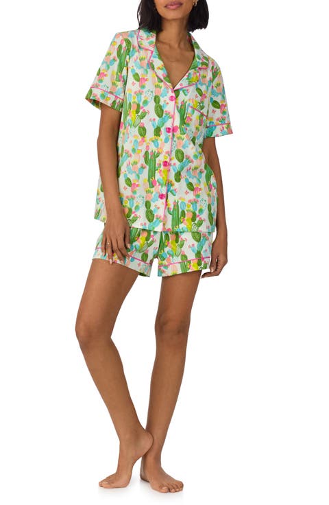 Print Stretch Organic Cotton Jersey Short Pajamas (Regular & Plus)