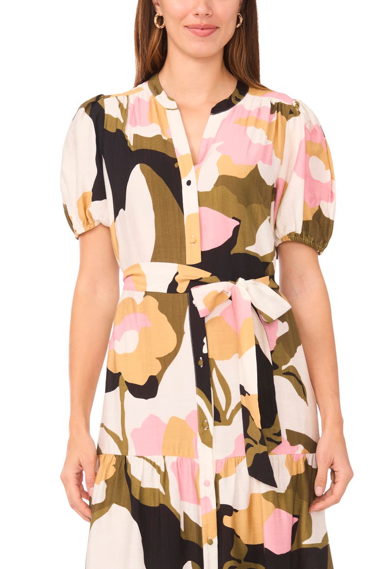 Belted Button Front Maxi Dress, Alternate, color, PINK NECTAR