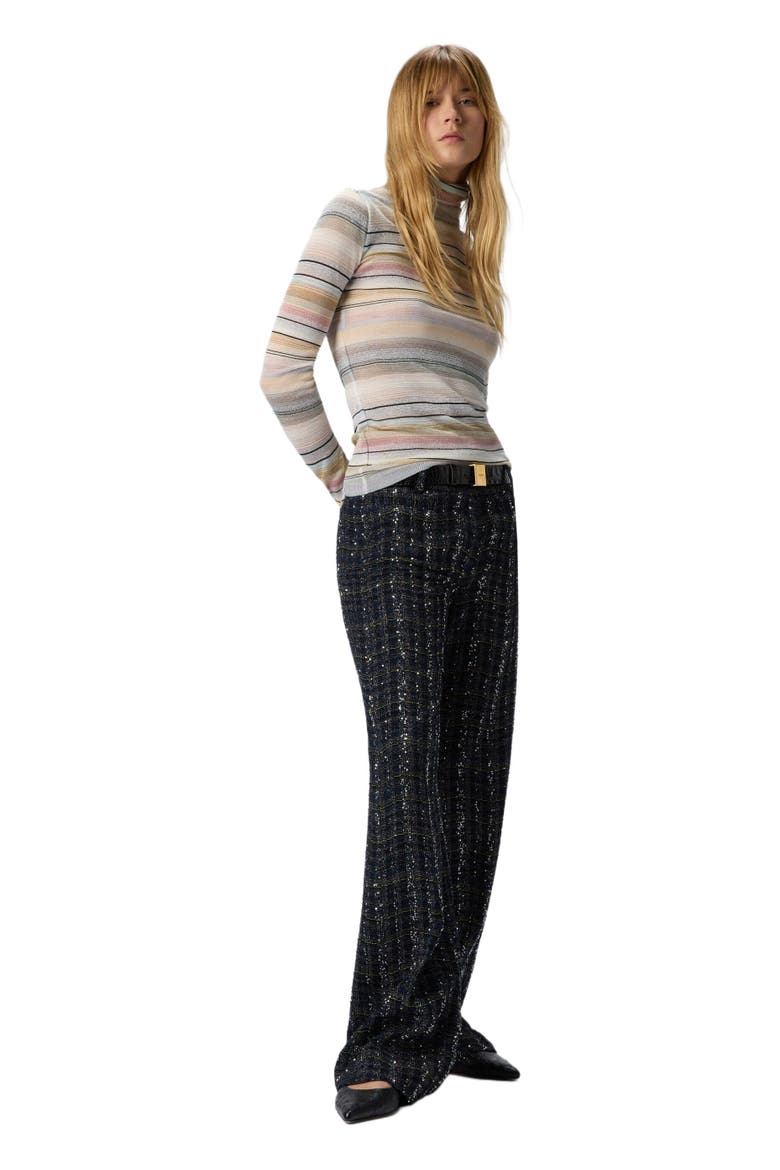 Men's Tailored Check And Wave Pattern Trousers, Main, color, Blue
