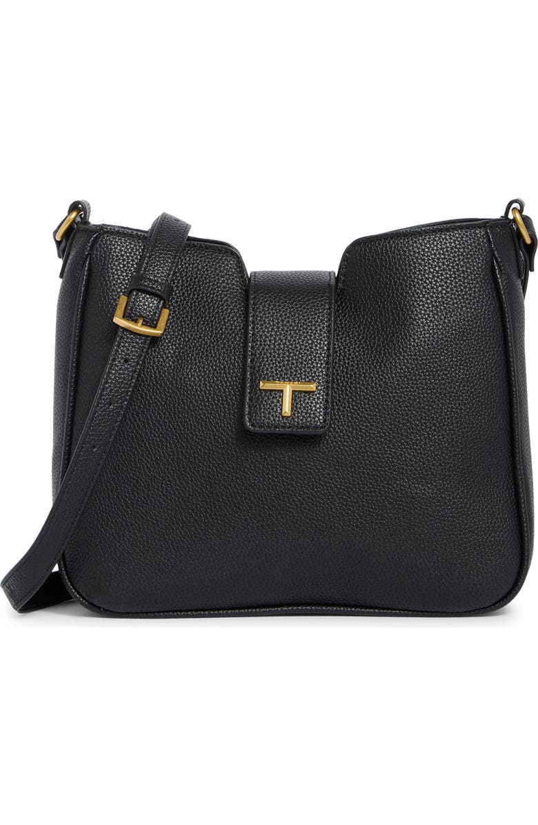Tahari Flap Crossbody Bag, Main, color, Black