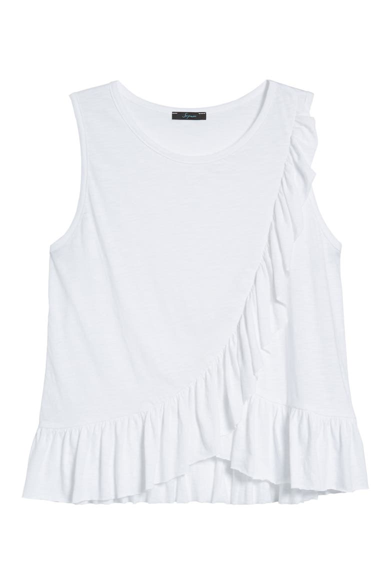 Asymmetrical Ruffle Tank Top, Alternate, color, WHITE