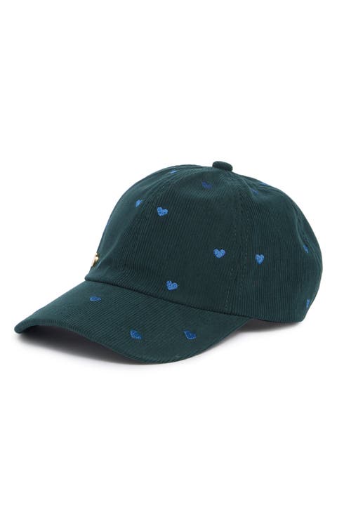 Heart Embroidered Corduroy Baseball Cap