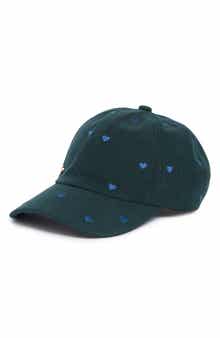 Heart Embroidered Corduroy Baseball Cap