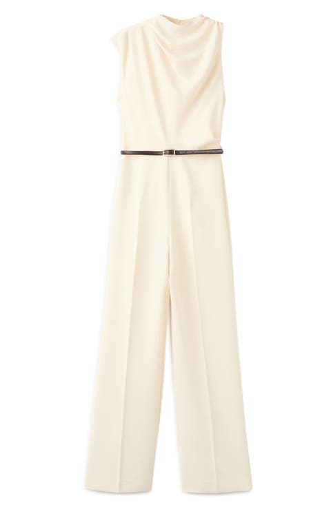 Drape Bodice Belted Straight Leg Jumpsuit