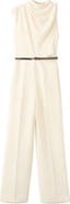 MANGO Drape Bodice Belted Straight Leg Jumpsuit
