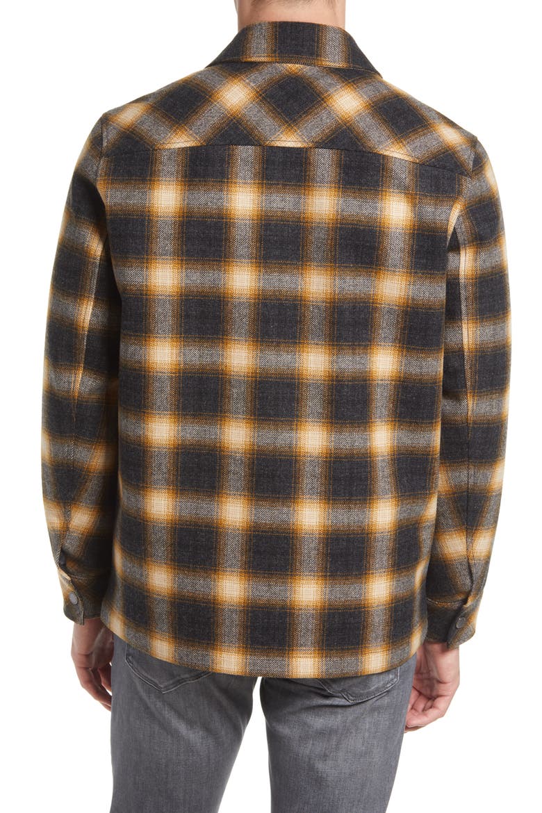 Boulder Plaid Water Resistant Wool Blend Shirt Jacket, Alternate, color, CHARCOAL CAMEL PLAID
