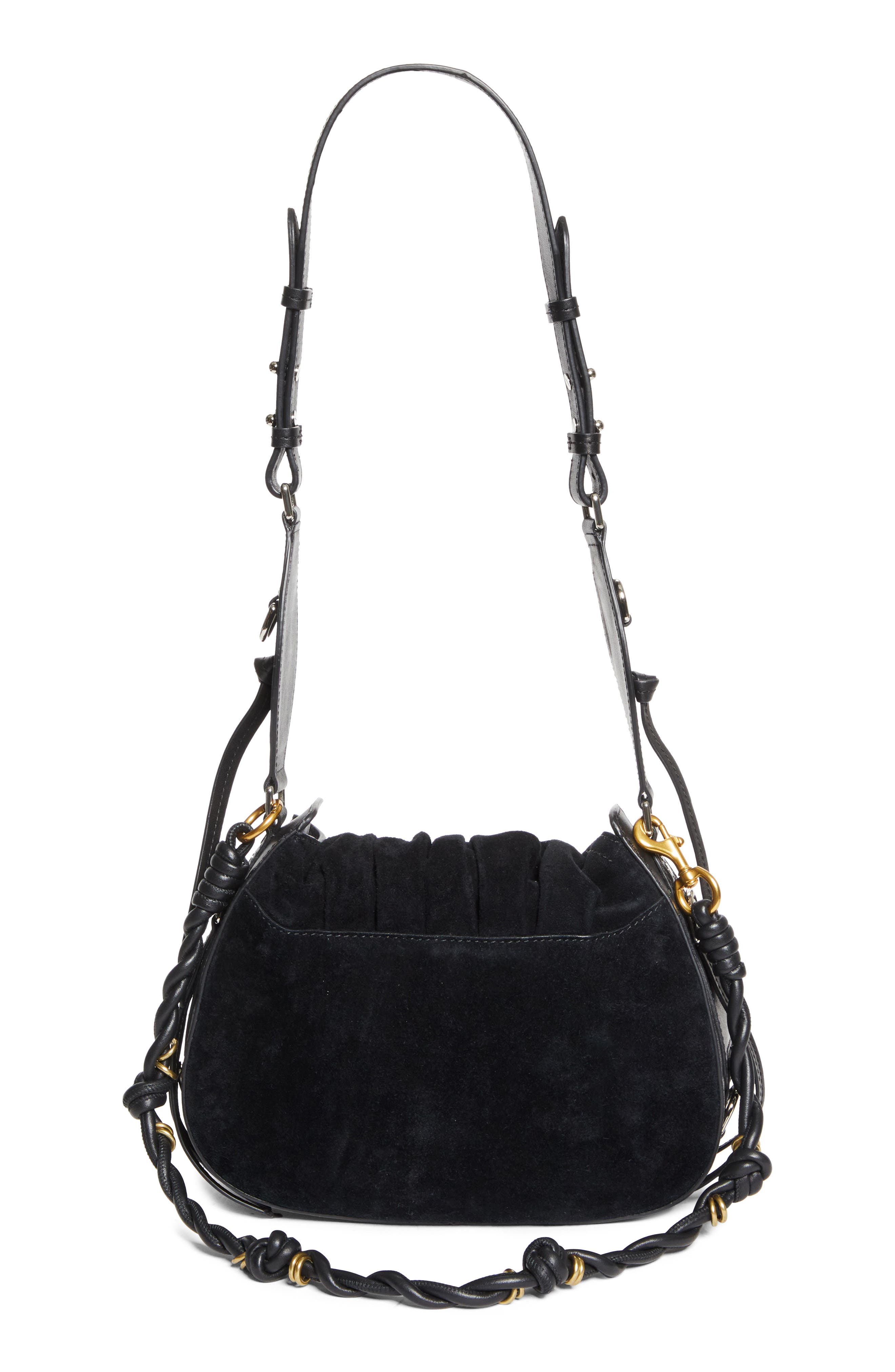 Isabel Marant Bolton Suede Hobo Bag, Alternate, color, Black/ Silver