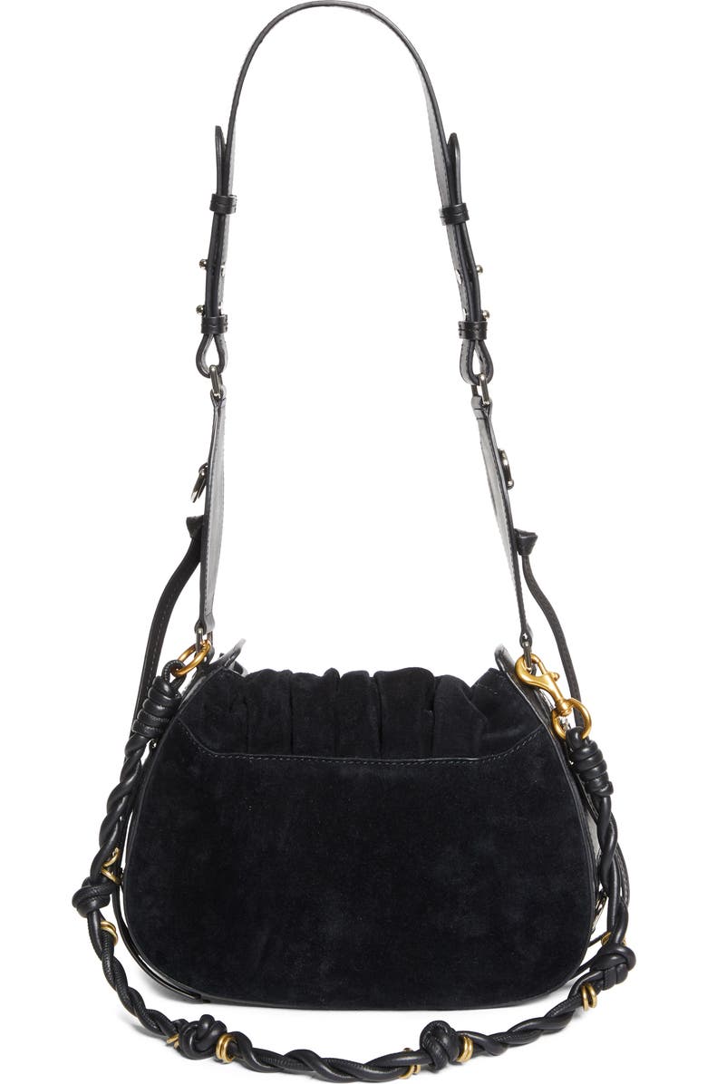 Isabel Marant Bolton Suede Hobo Bag, Alternate, color, Black/ Silver