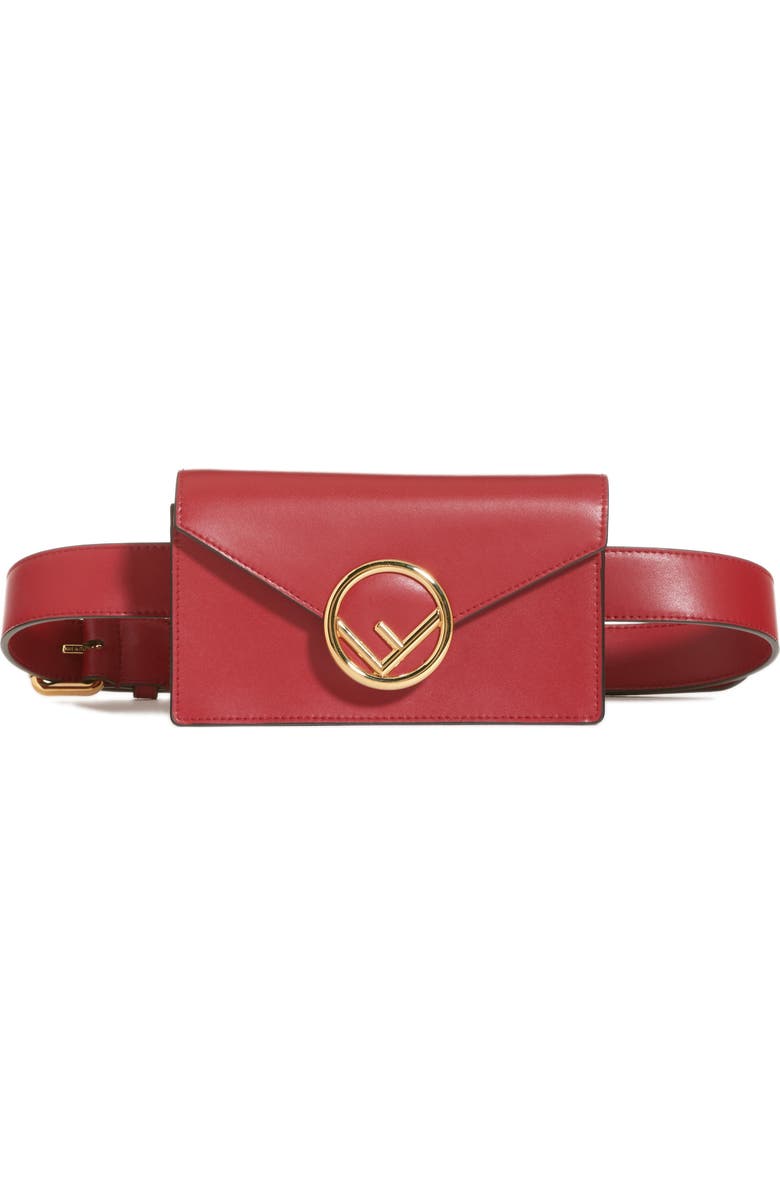 Fendi Liberty Logo Calfskin Leather Belt Bag, Main, color,