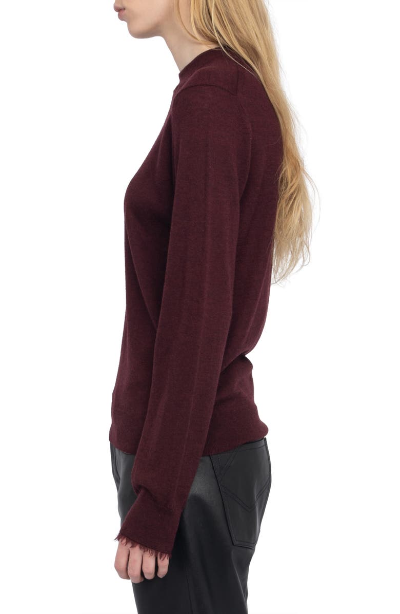 Zadig & Voltaire Ivy Crewneck Cashmere Sweater, Alternate, color, Burgundy