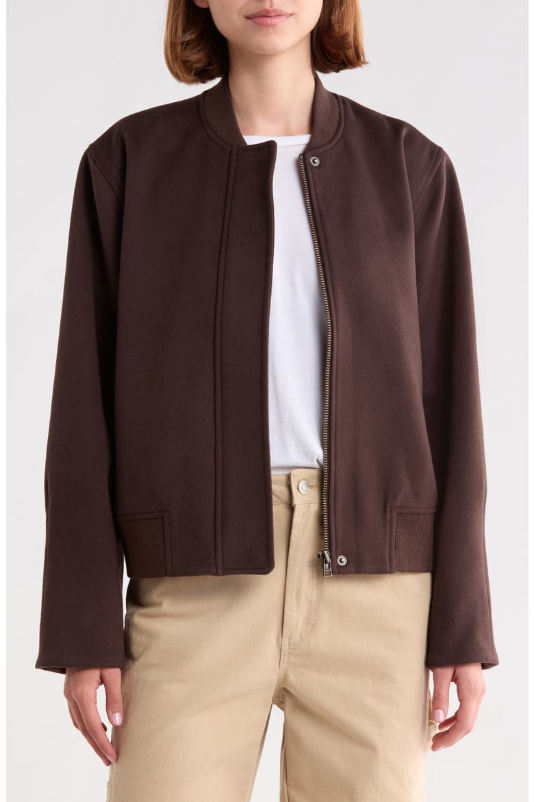 Brushed Bomber Jacket, Main, color, BROWN COFFEE