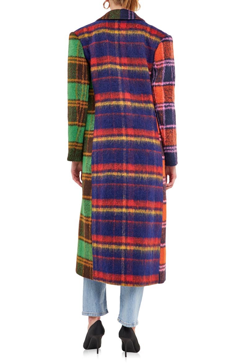 Colorblock Plaid Trench Coat, Alternate, color, MULTI