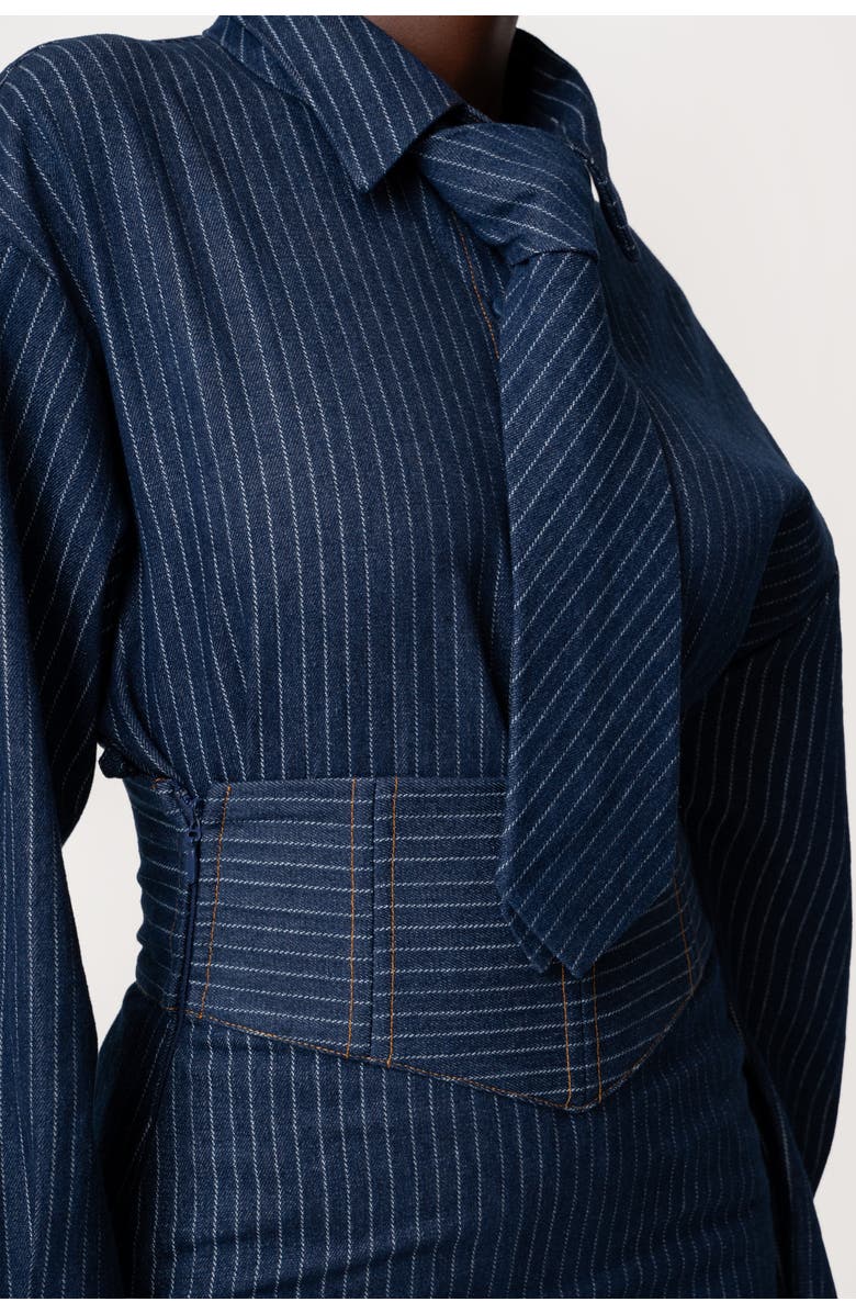 OFUURE Denim Pinstripe Mika Necktie, Alternate, color, Denim