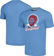 Homage Men's Homage Earl Campbell Heathered Light Blue Houston Oilers Caricature Retired Player Tri-Blend T-Shirt