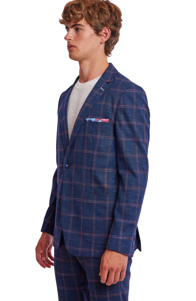 PAISLEY & GRAY Dover Slim Fit Plaid Sport Coat, Alternate, color, Navy Red White Check
