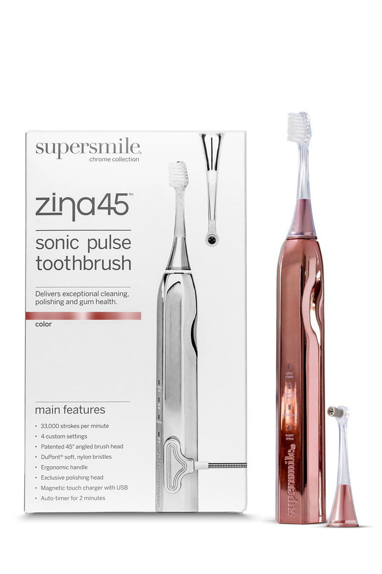 Zina45 Sonic Pulse Toothbrush, Alternate, color, Chrome Rose