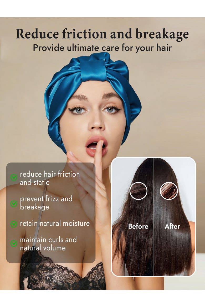 100% Mulberry Silk Sleep Bonnet, Alternate, color, Teal