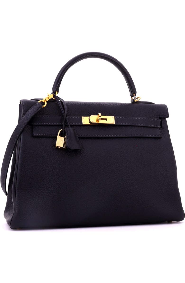 Pre-Owned Hermes Kelly Handbag Blue Togo with Gold Hardware 32, Alternate, color, Bleu Marine