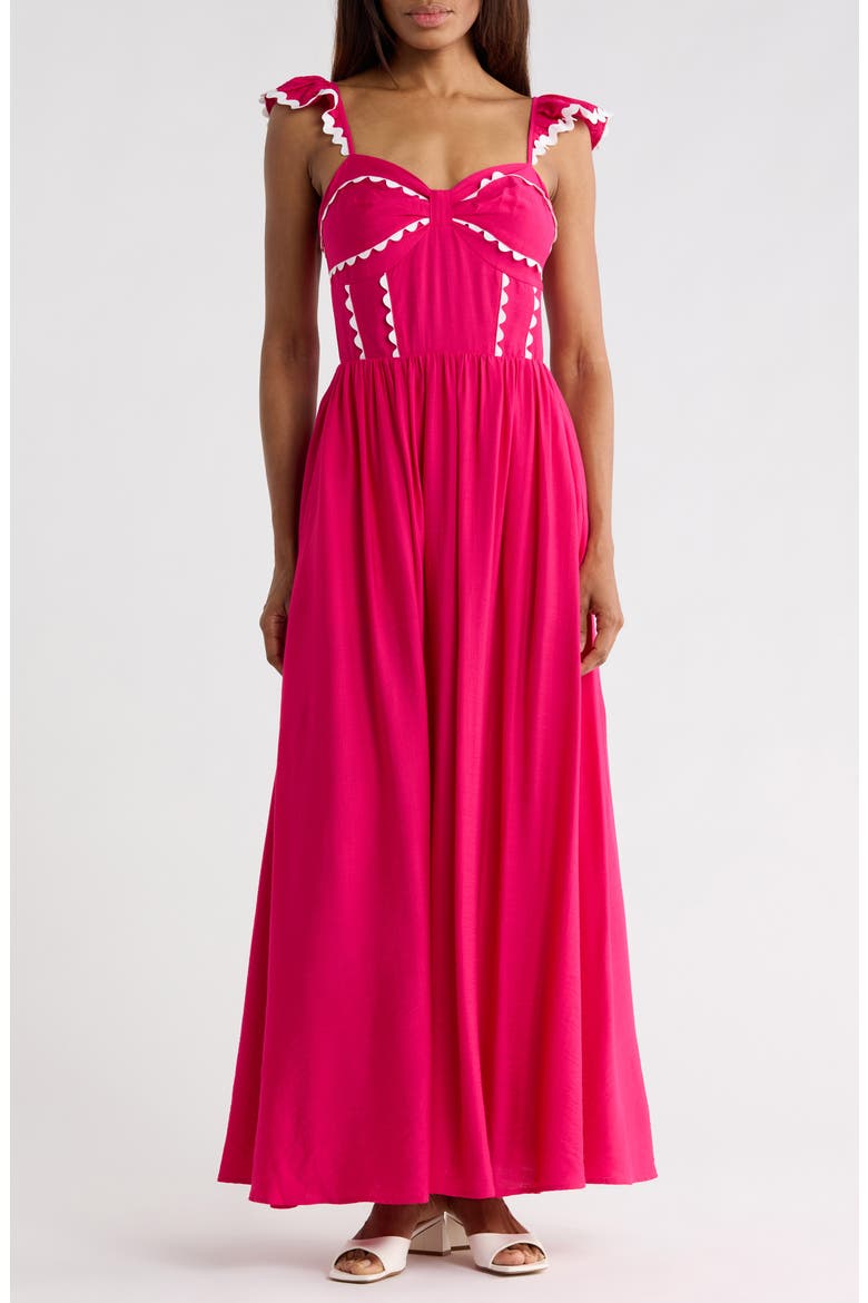 Ruffle Strap Maxi Dress, Main, color, FUCHSIA