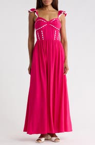 FLYING TOMATO Ruffle Strap Maxi Dress