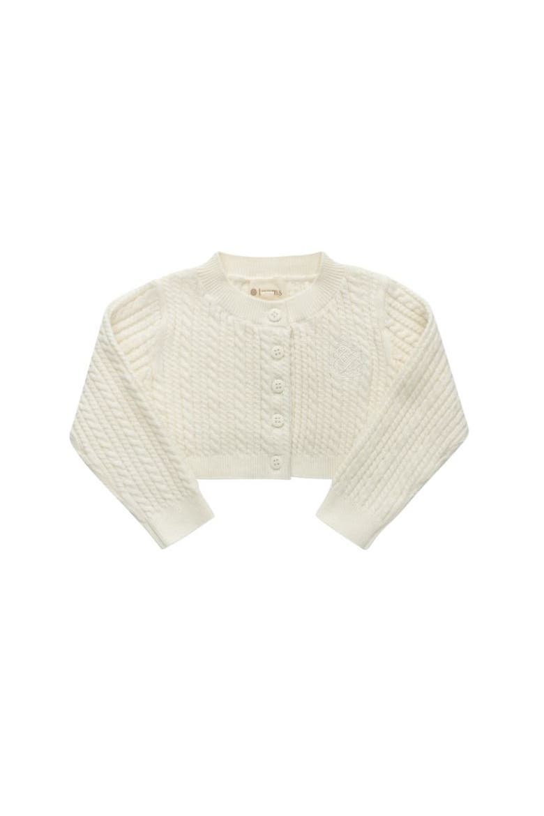 Looms Keepsake Collection - Girls Cable Knit Cardigan, Alternate, color, Ivory