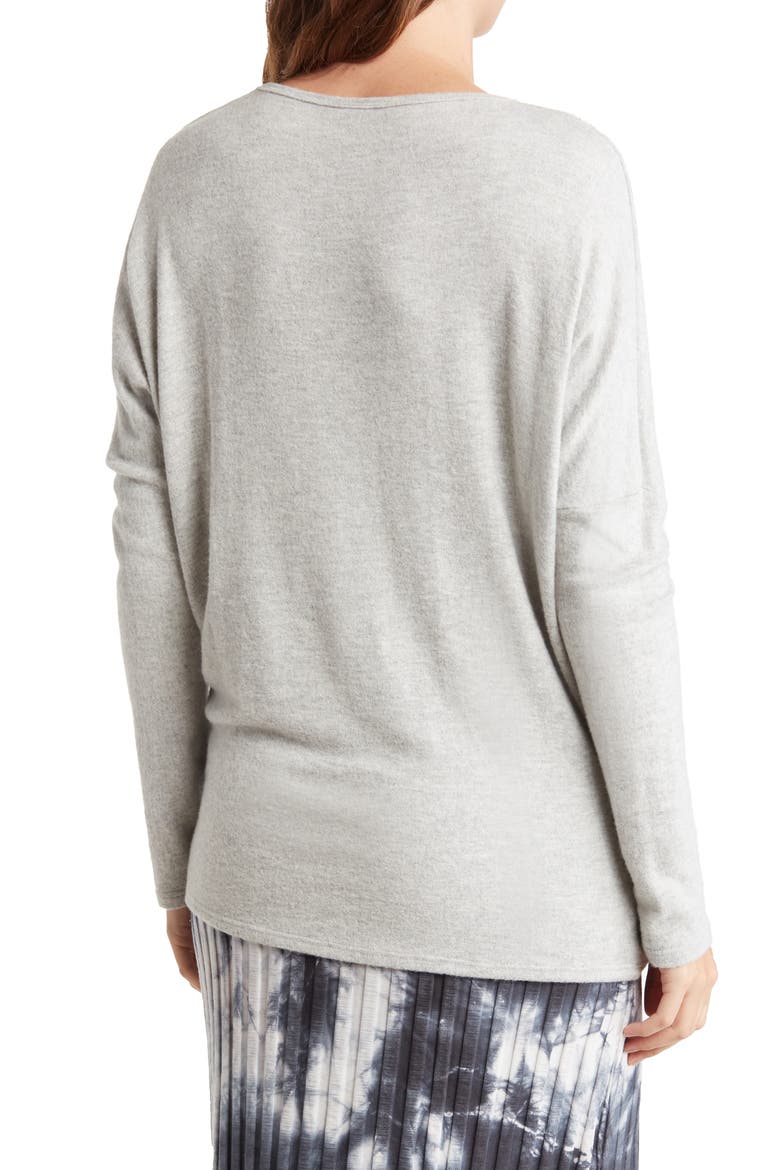 V-Neck Dolman Sweater, Alternate, color, CHARCOAL PRINT 1