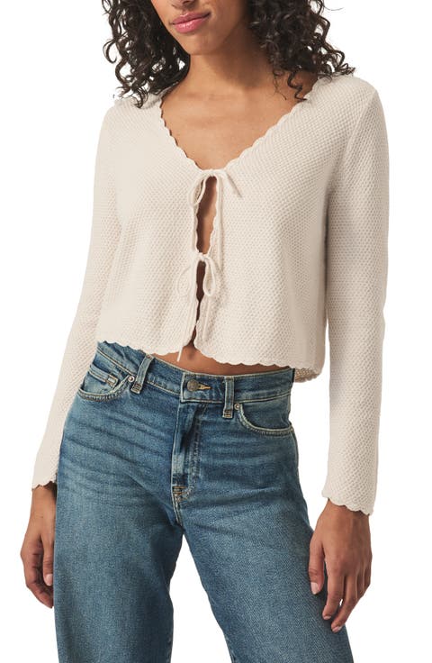 Wendy Tie Front Cotton & Silk Blend Cardigan