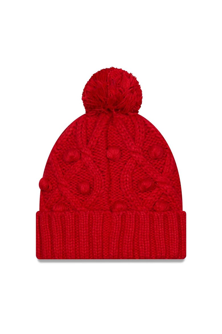Women's New Era Red Tampa Bay Buccaneers Toasty Cuffed Knit Hat with Pom, Alternate, color, Red